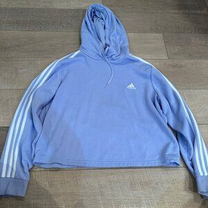 ADIDAS WOMENS CROPPED HOODED SWEATSHIRT LAVENDER PURPLE XL